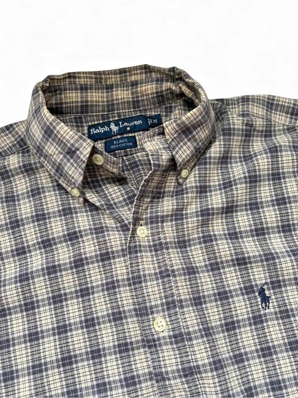 Ralph Lauren Blake Plaid Button-Down Shirt Men's Gray & Blue M